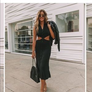 Vici Button Down Cutout Knit Midi Dress